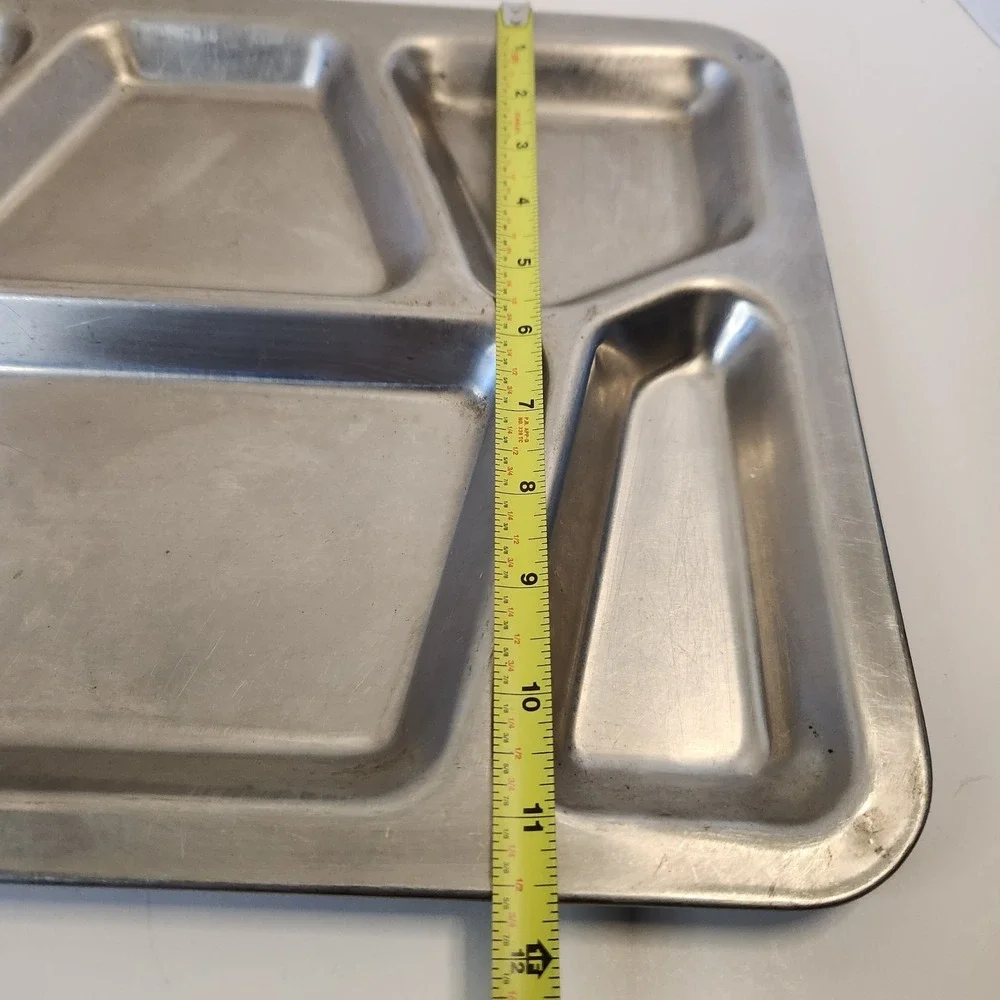 Vintage‎ US Navy USN Heavy Double Layer Riveted Steel Compartment Food Tray